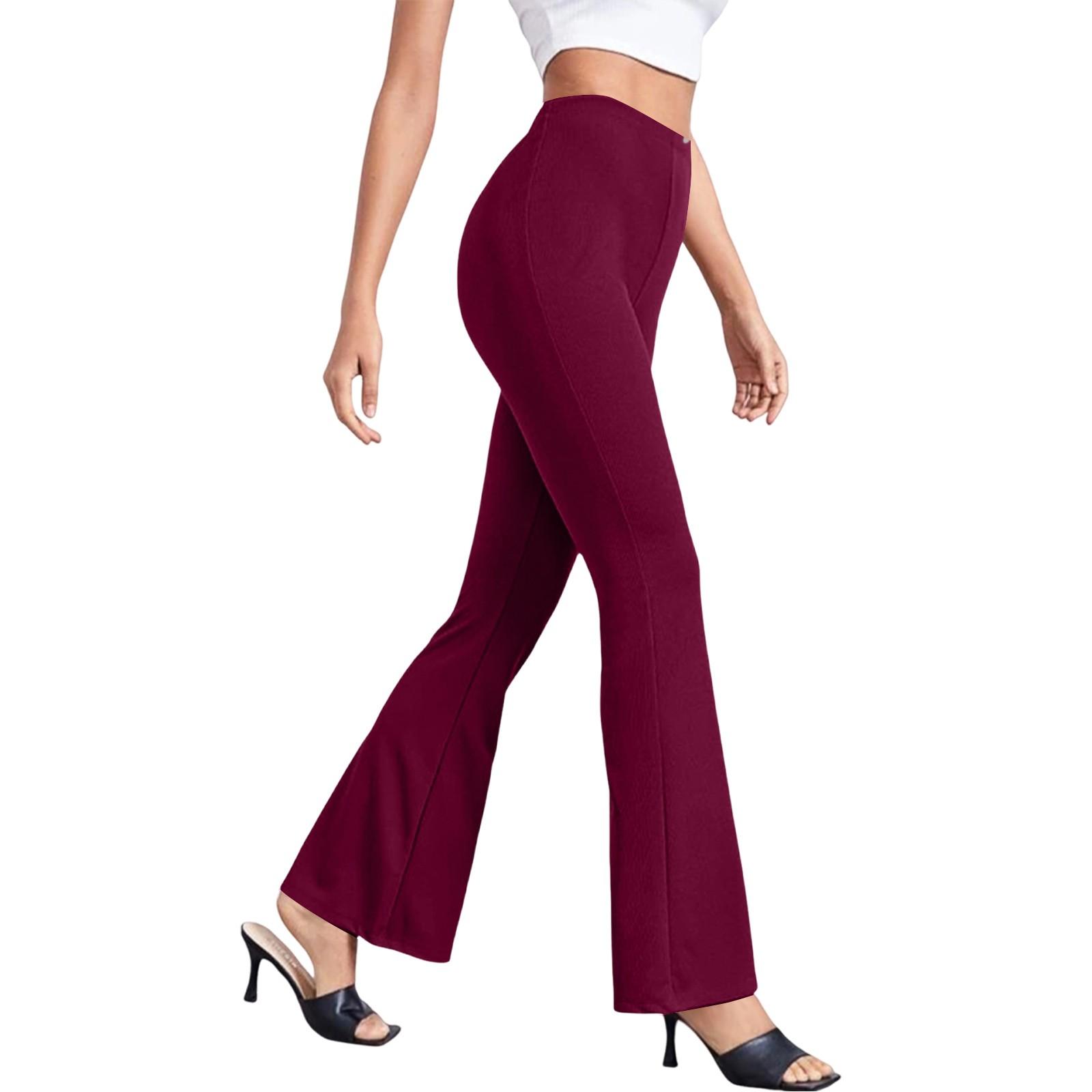 

Женские модные тонкие однотонные эластичные расклешенные брюки для Европы и США, повседневные спортивные брюки для занятий йогой XL винный