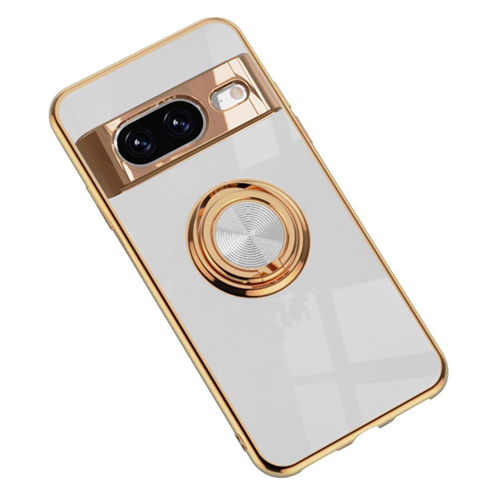 For Google Pixel 8 Case Precise Cutouts 6D Electroplating TPU Phone Cover with Ring Holder