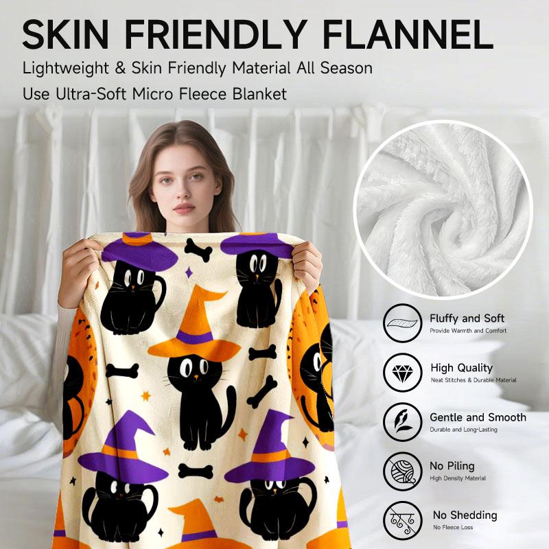 1 piece, Halloween-themed flannel blanket, available in multiple colors, soft and comfortable, suitable for all seasons and perf