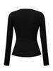 Y2K Women's Lace Button Solid Color Top - Sexy, Tight Base Layer for Autumn/Winter