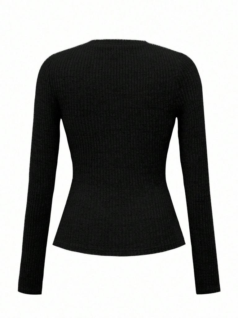 Y2K Women's Lace Button Solid Color Top - Sexy, Tight Base Layer for Autumn/Winter