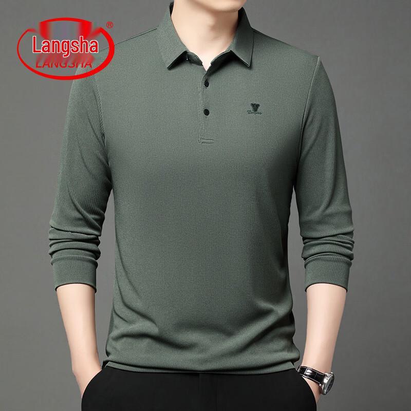 

LangSha Men s Long Sleeve Polo Shirt L