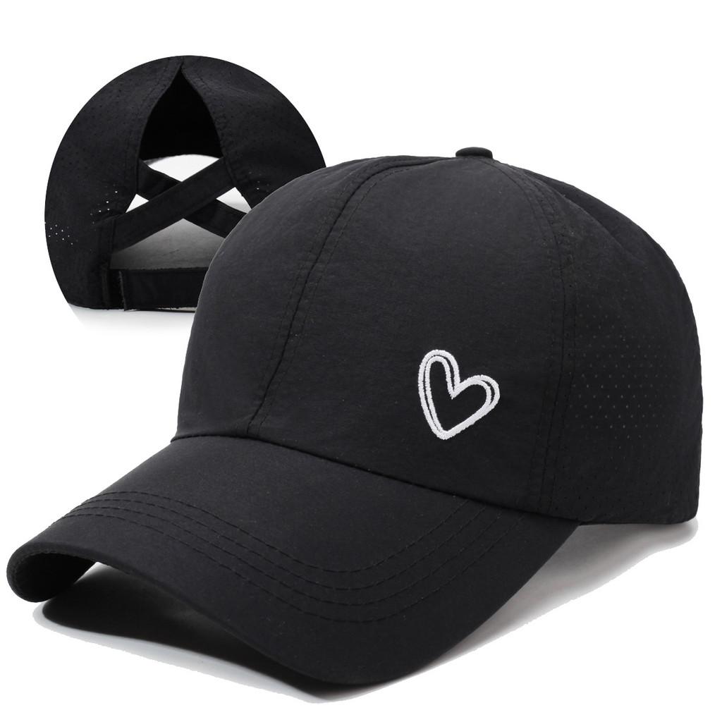 Baseball Cap Womens With Breathable And Cross Design Love Embroidery Heart