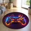 Gaming for Boys Room Round Video Game Themed Carpet Controller Design Non Slip Area Rug for Boys Room Gamer Bedroom Floor Mat