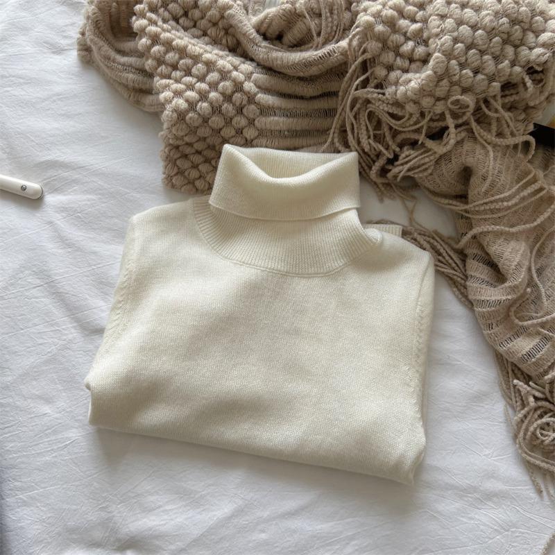 Kinder Jungen Mädchen Unifarben Hoher Kragen Langarm Freizeit Strickpullover Pullover
