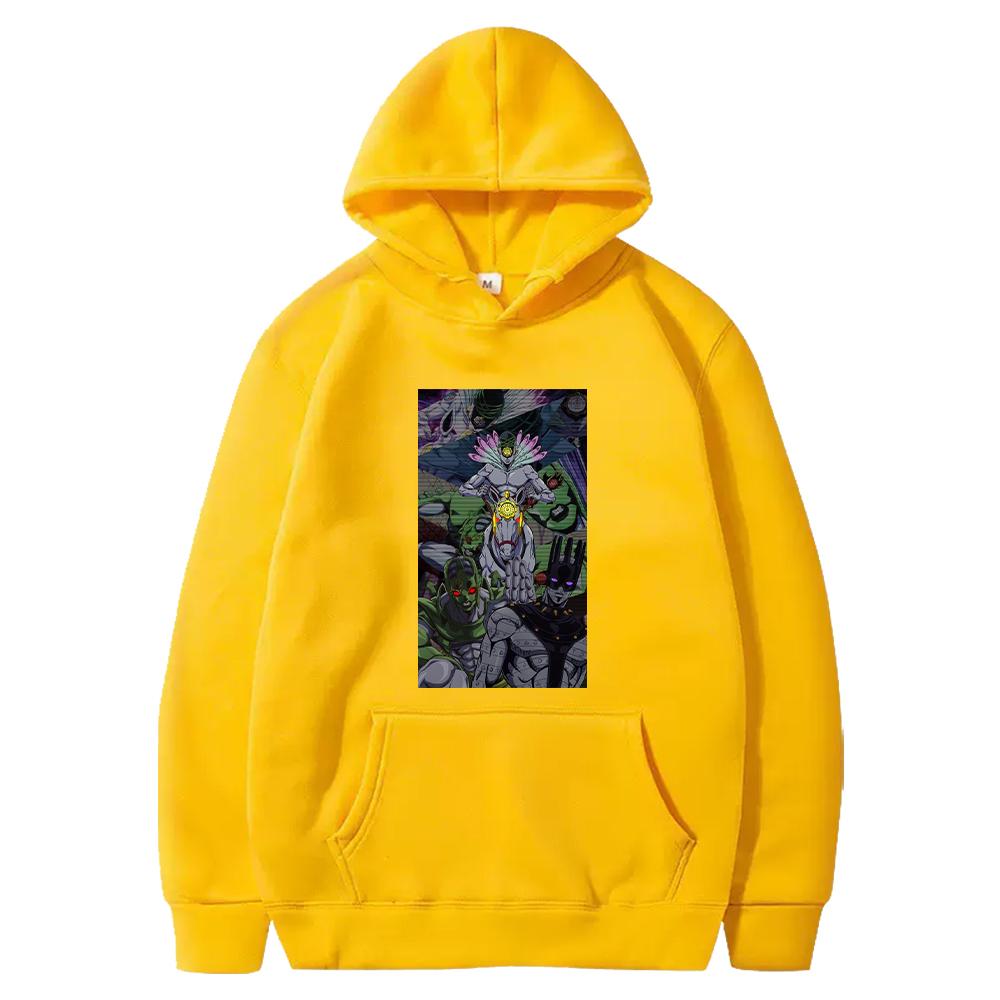 Hot Anime JoJo's Bizarre Adventure Made In Heaven Graphic Hooded Men Women Manga Hoodie Plus Size Streetwear Harajuku Sweatshirt