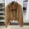 Winter new natural real fox hair strips splicing knitted jacket fashion temperament versatile fur short women