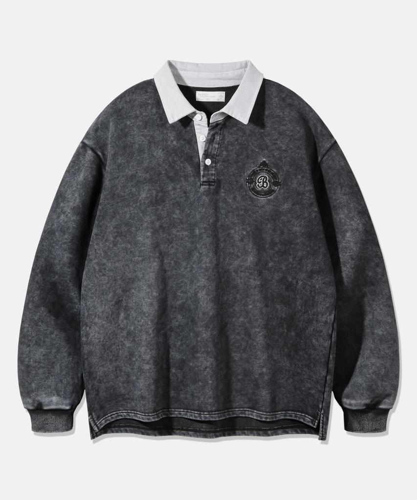 BAKKEN Pigment Heritage Oversized Polo Shirt Bk7833_Gray
