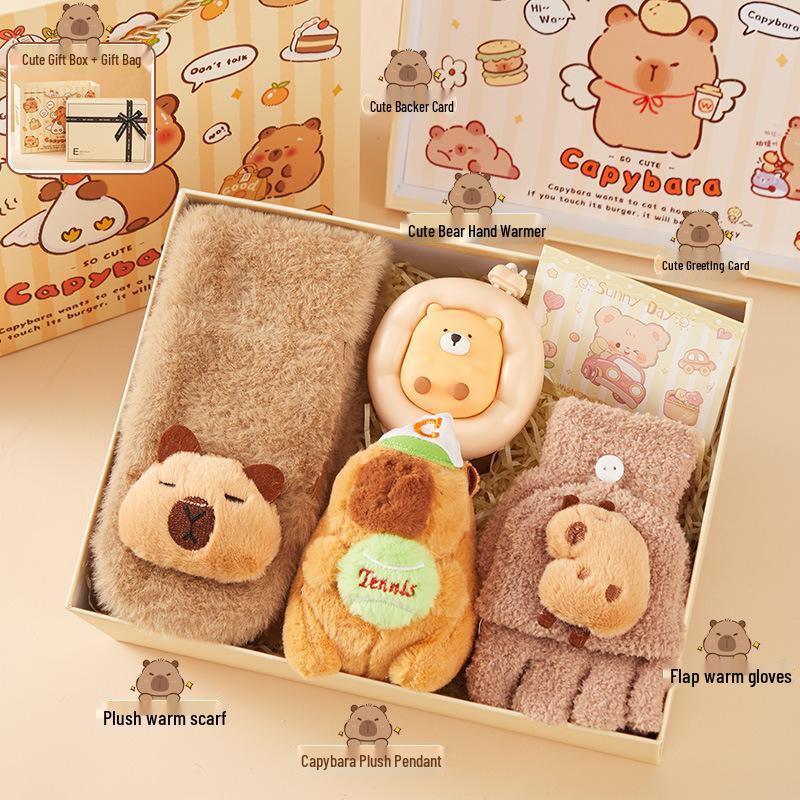 Capybara Winter Gift Set for 10-Year-Old Girls: Includes Gloves and Scarf