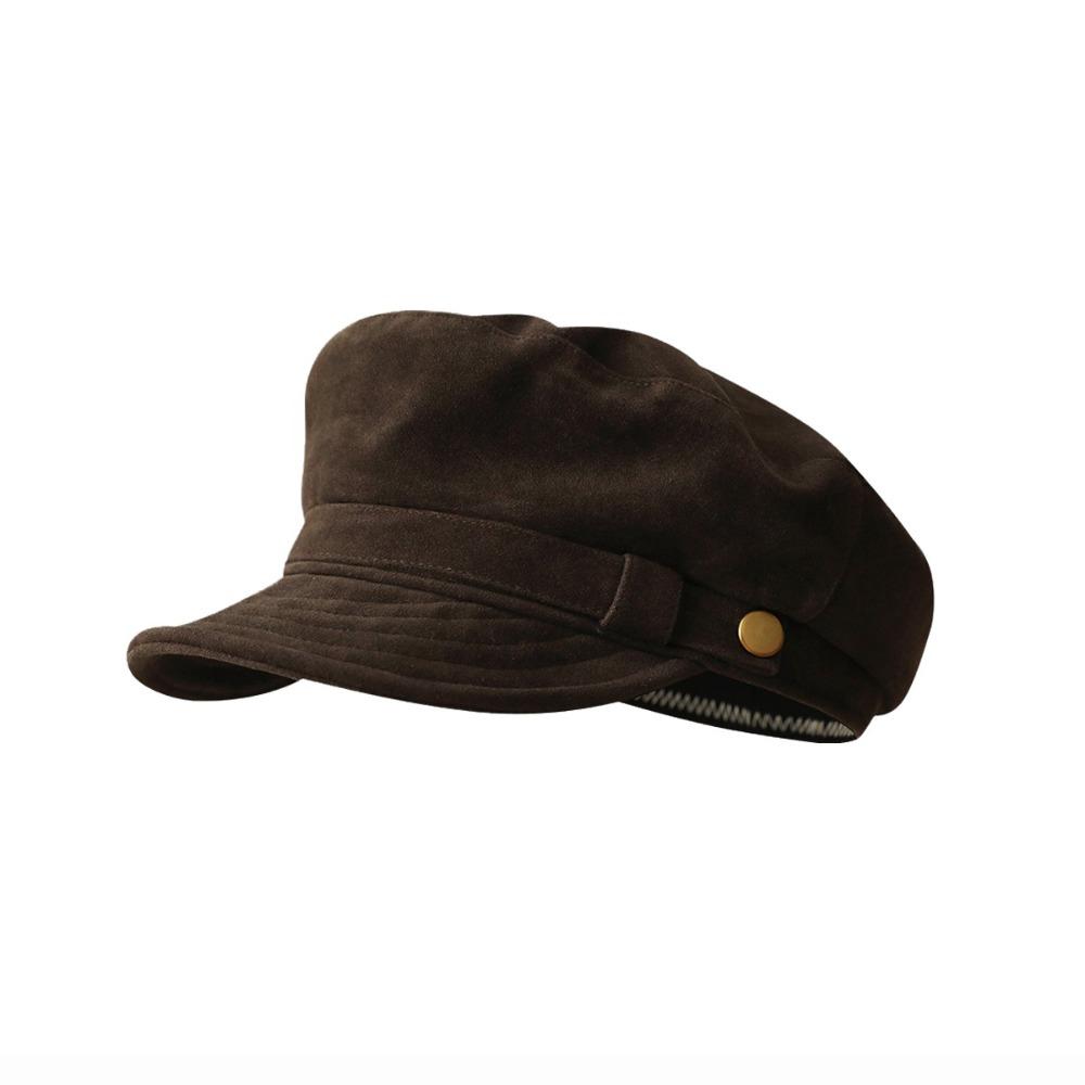 Cotton Cloth Flat Top Hat Suede Painter Hat Retro Newsboy Cap Autumn Winter