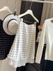Chic Polka Dot High-Waist Silky A-Line Bodycon Midi Skirt for Women
