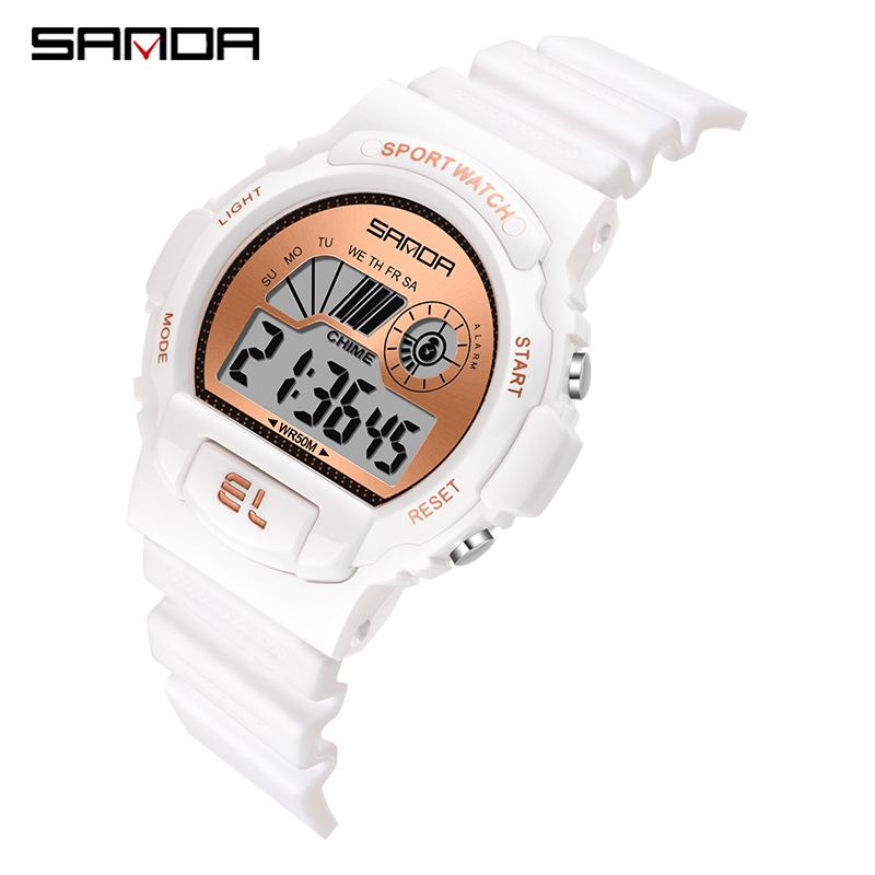Sanda Unisex Harajuku Style Multifunctional Luminous Waterproof LED Wristwatch