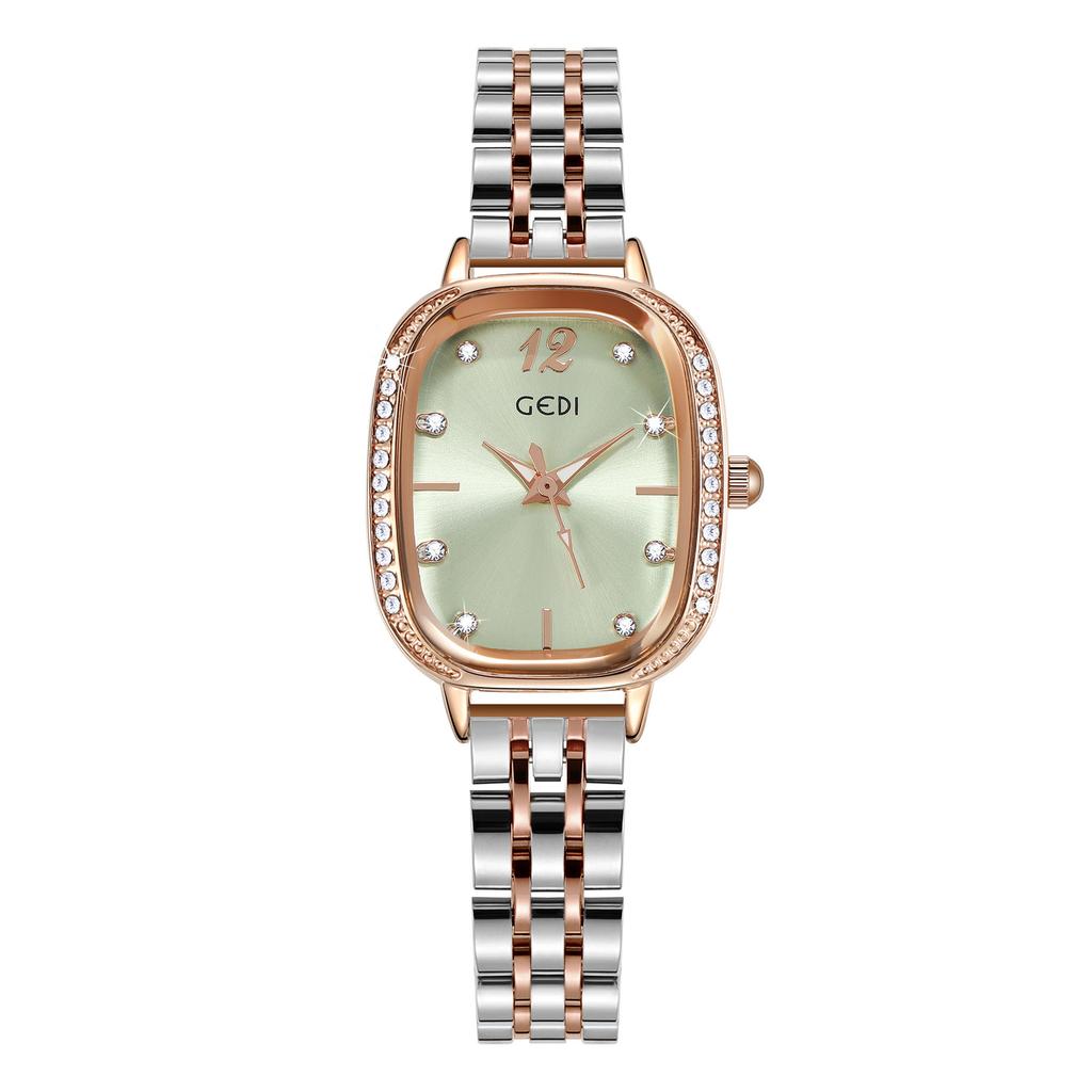 Light Luxury Diamond-Encrusted Oval Women'S Watch Compact Room Gold Stainless Steel Student Watch Waterproof Quartz Women'S Watch