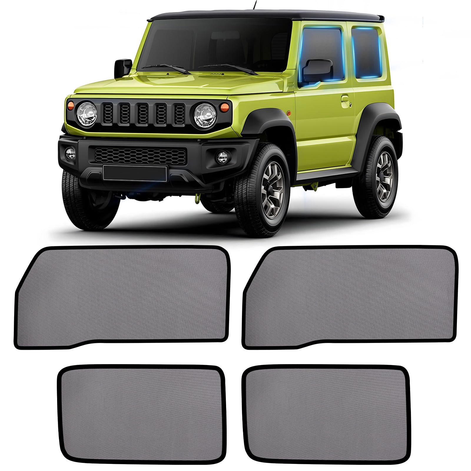 

ZATOOTO Боковые сетчатые шторки для Suzuki Jimny Sierra серии JB04 Магнитные, от насекомых, для приватности, от света, УФ-защита, от насекомых, Легкая сумка для хранения в комплекте WS03-JIMNY чёрный