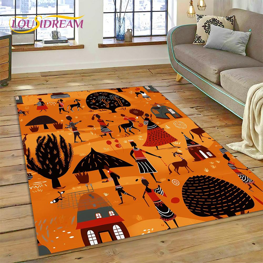 Cartoon Africa Ethiopian Custom Painting Art Carpet Rug for Bedroom Living Room Home Sofa Decoration,kids Large Decor Floor Mat