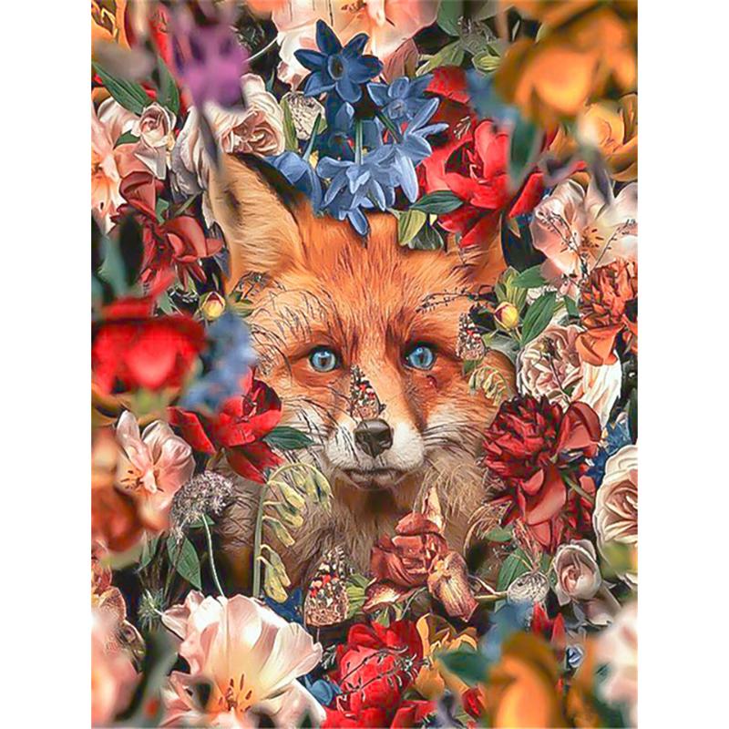 Full Round Drill 5D DIY Animals Tiger Diamond Painting Flower Fox Diamond Embroidery Cross Stitch Christmas Decoration