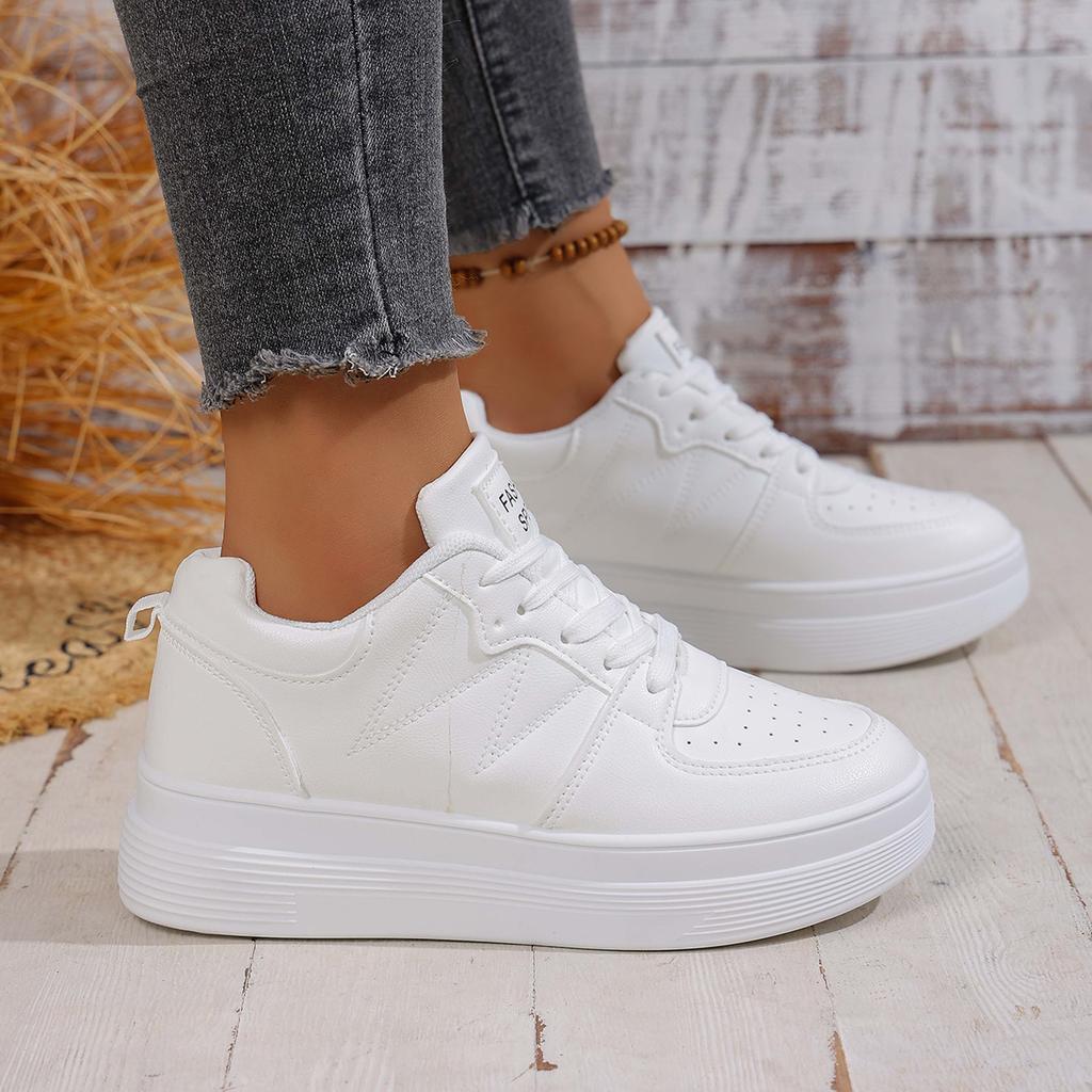 Fashion 2025 Women Sneakers Casual Low Top PU Leather Sneakers Women Korean Version Shoes Thick Bottom Heightening Sports Shoes Women