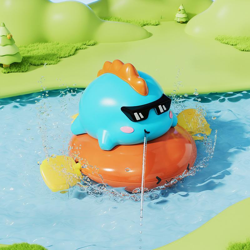 Wind-Up Pig Pull String Bath Toys, Baby Kids Water Fun Swimming Pool Floating Squeeze & Spray Animal Water Toys For Kids