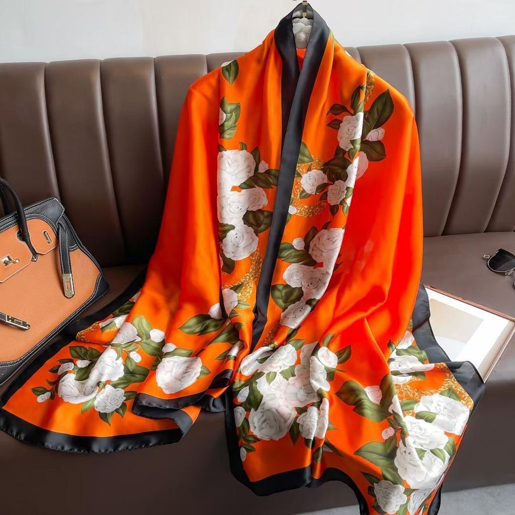 Women's New High end Silk Spring and Autumn Summer Versatile Shawl Thin Sun Protection Neck Protection Fashionable Scarf