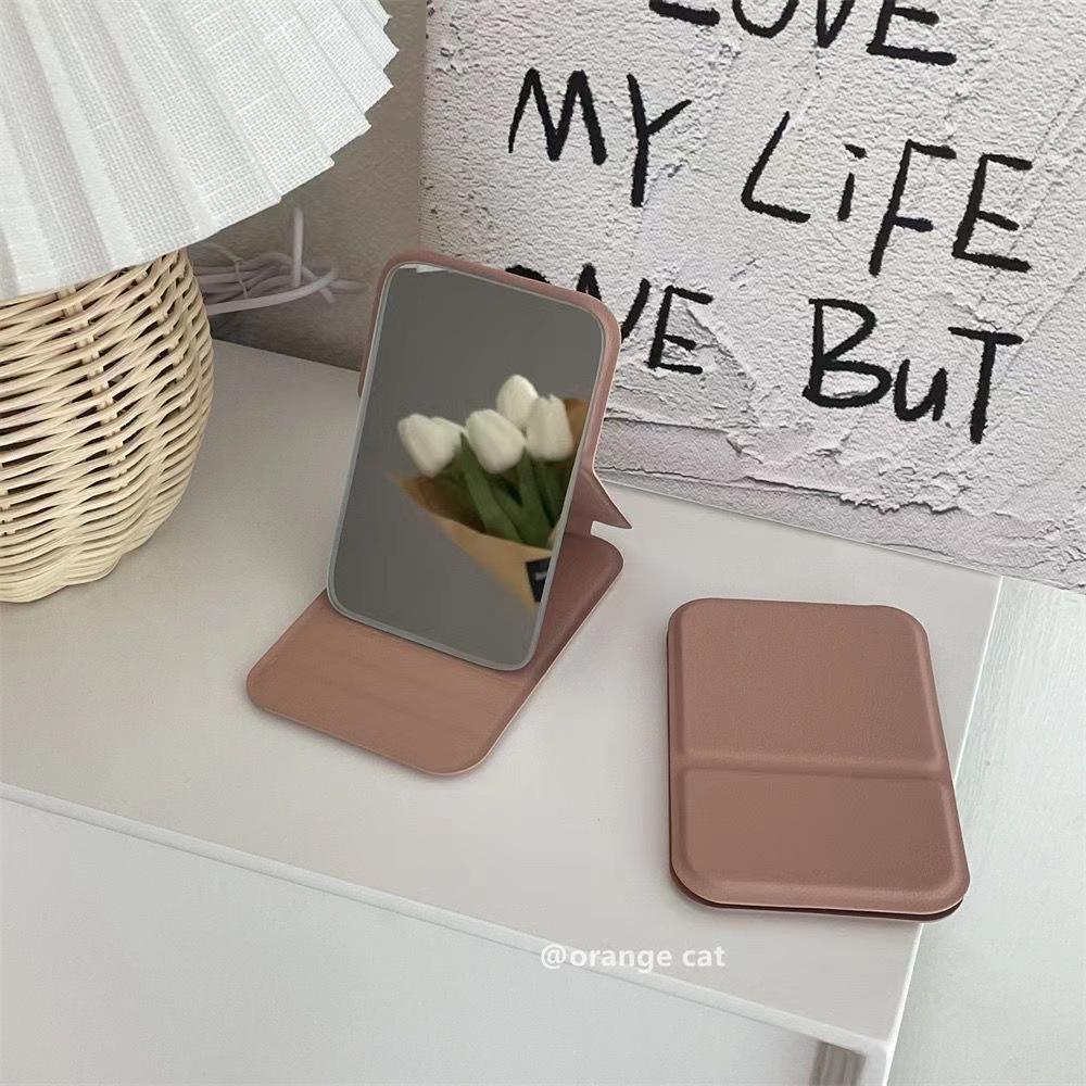 Compact Folding Makeup Mirror with Comb for Students and Travel