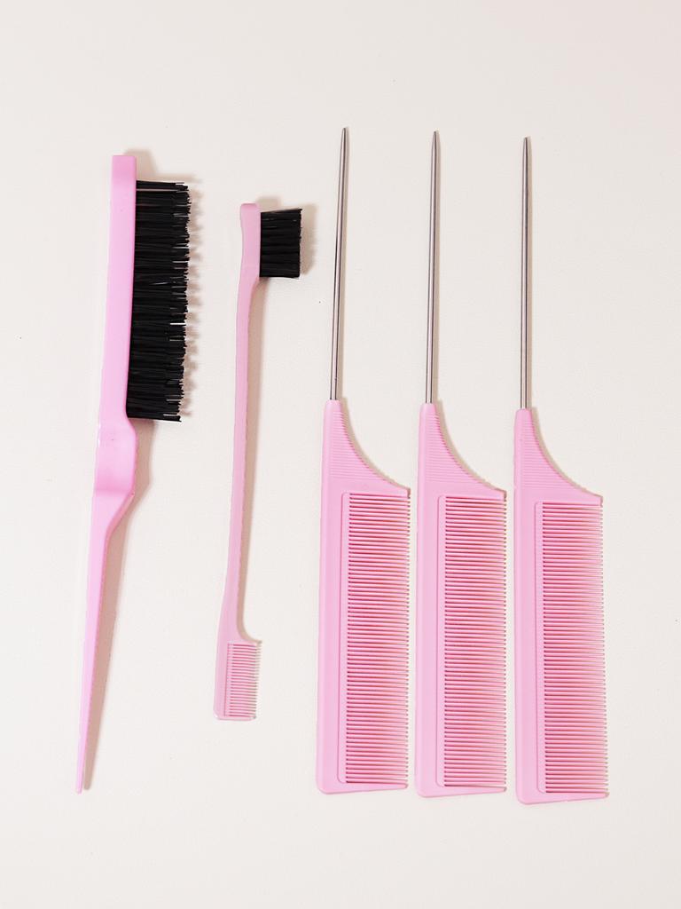 5piece set thickened stainless steel pointed tail comb, edge controlled hair tearing dual head brush Special for real hair wigs