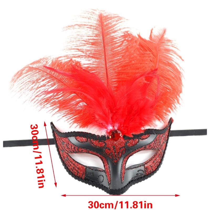 Feathered Masquerade Mask for Women Men Halloween Masquerade Cosplay Mask Half Face Mask Halloween Mask