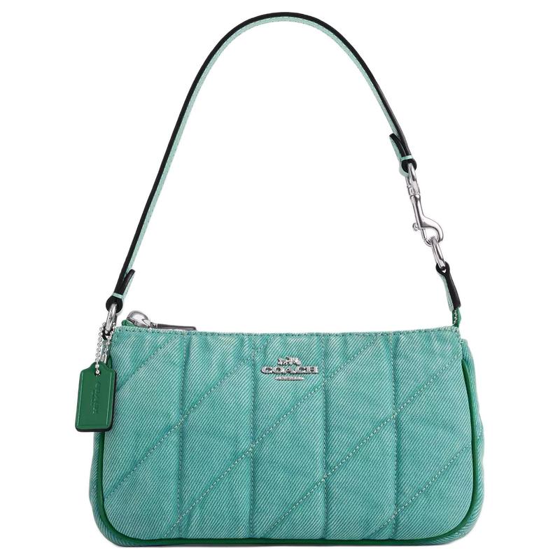 Coach Nolita 19 Diamond Pattern Hardware Denim Handbag Small Women's Ivy Green