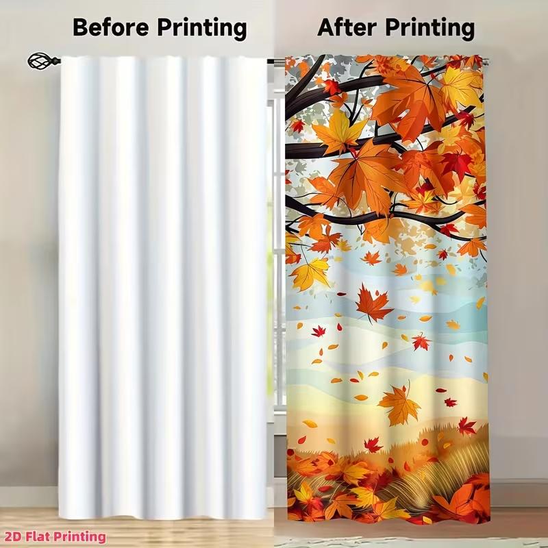 Autumn Harvest Print Curtains Suitable Bedroom Living Room Kitchen Decoration Home Window Curtain Set Of 2 Made Polyester Washable Ready