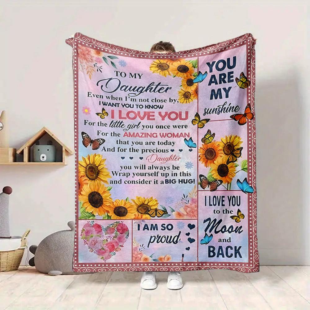 1pc To Daughter Love Envelope Blanket, Lightweight Flannel Throw For Sofa, Bed, Travel, Camping, Livingroom, Office, Couch, Chair, And Bed,