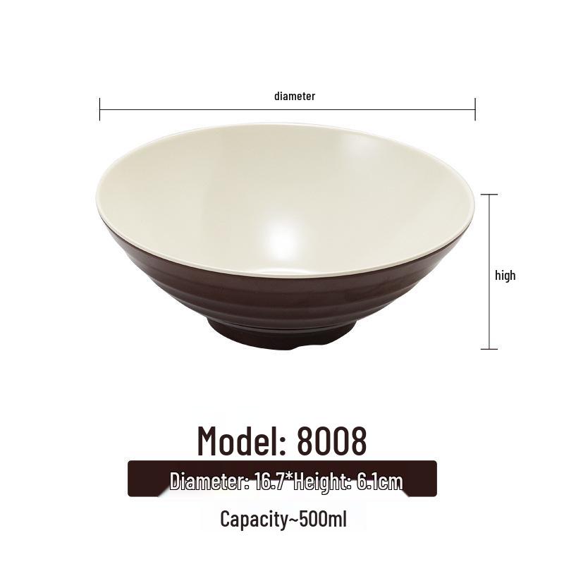 Melamine White Noodle Bowl, Imitation Porcelain, Large Plastic Soup/Rice Bowl for Commercial Use.