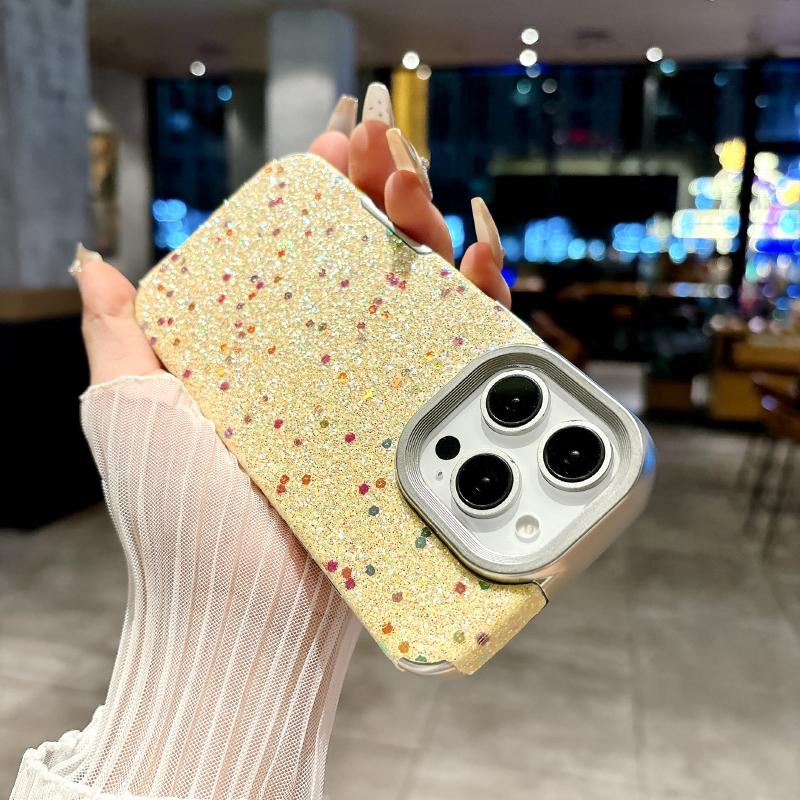 New Luxury Solid Color Shimmering Powder Soft TPU Phone Case For iPhone 16 Pro Max 14 11 12 13 15 Pro Max Plus Bumper Back Cover