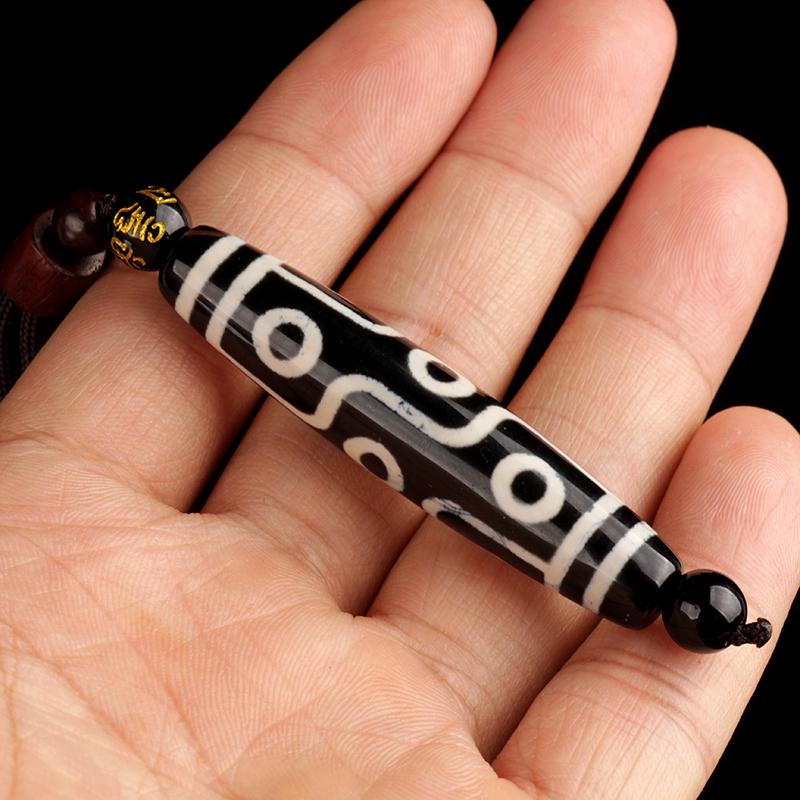 Sky Bead Necklace Xizang Nine Eye Sky Bead Pendant with Black and White Natural Agate for Men and Women