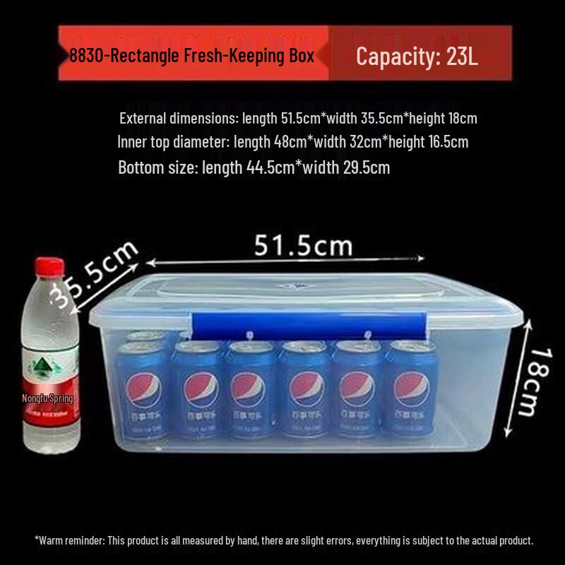 Large Capacity Transparent Rectangular Plastic Food Storage Container