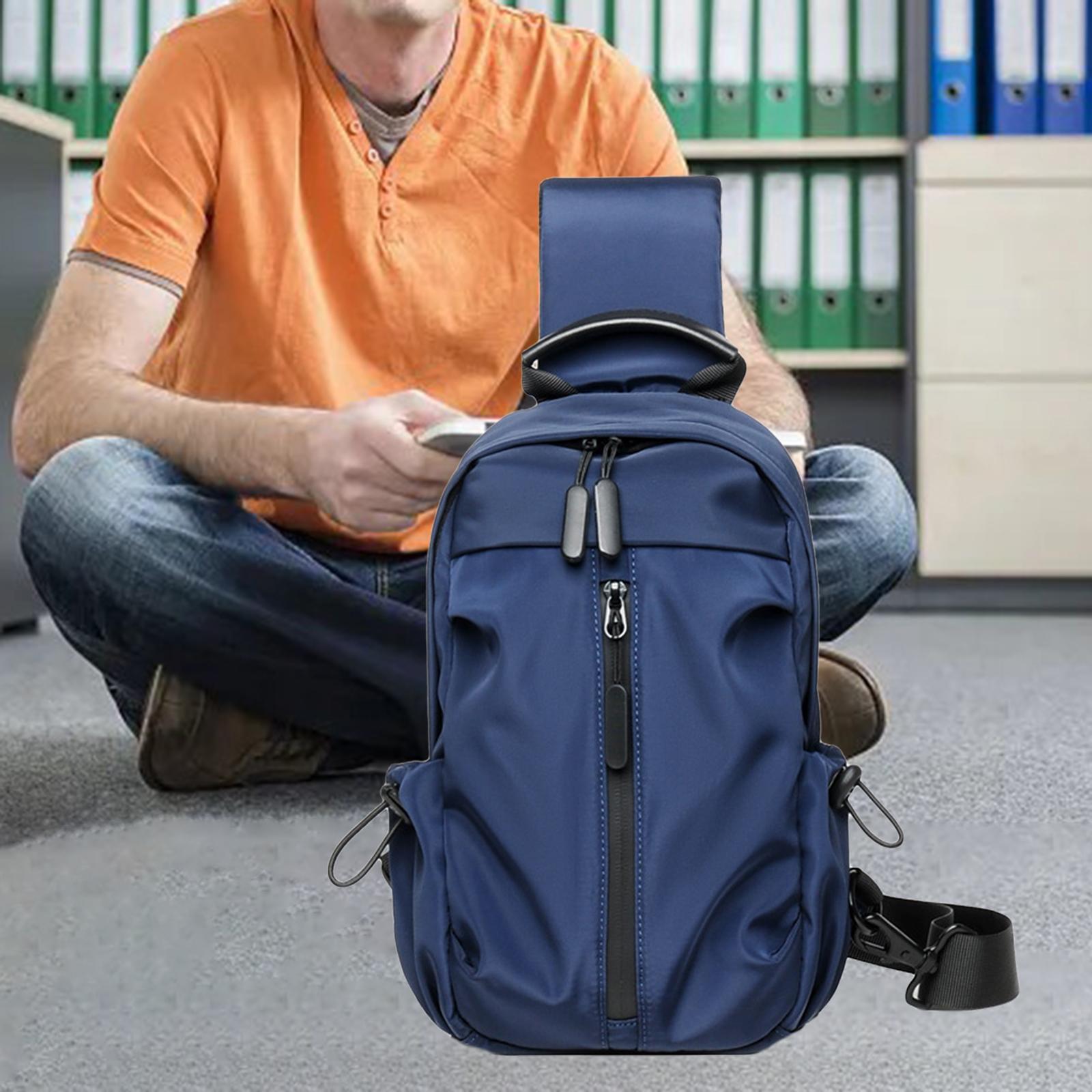 

Men Chest Bag Stylish Fashion Water Resistant Adjustable Strap Casual Shoulder Bag for Shopping Riding Hiking Cycling Workout синий