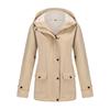 Women's Long Sleeve Hooded Jacket Solid Color Zip Up Fleece Lined Water Resistant Windbreaker Outerwear Coat
