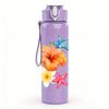 1PC Plumeria Flower Starfish Art 750ml Color Plastic Sports Water Bottle Leakproof Flip Straw Lid Suitable for Sports Office Home Use