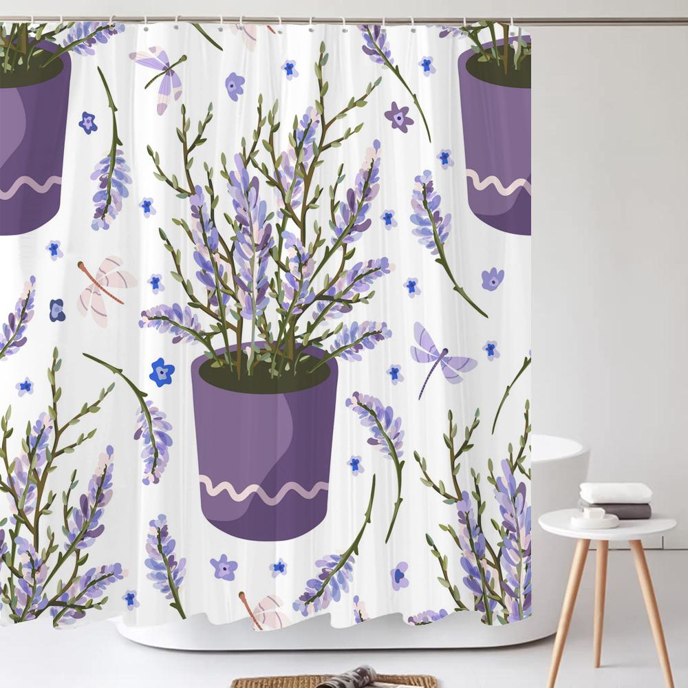 Small Fresh Plant Cactus Leaves Print Shower Curtain Polyester Fabric Bath Curtain With Hooks Curtains For Bathroom Decoration