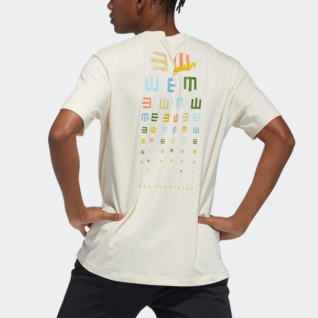Adidas T Shirts Unisex Ecru Crew Neck Thin Straight Fit GN7337