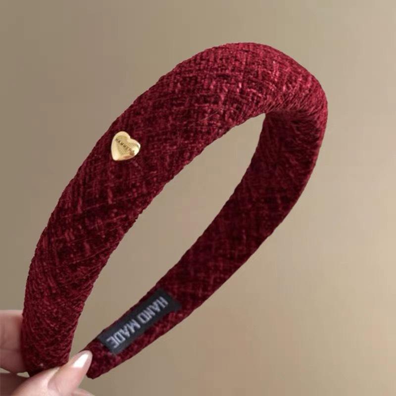 Red headband for women, wide-brimmed, hair-pressing, face-washing headband, high-end, stylish, fashionable headwear, hairpin headband