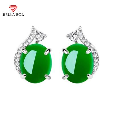 New Design Green Women Earrings Created Emerald Gemstone Fine Charm Jewelry For Women