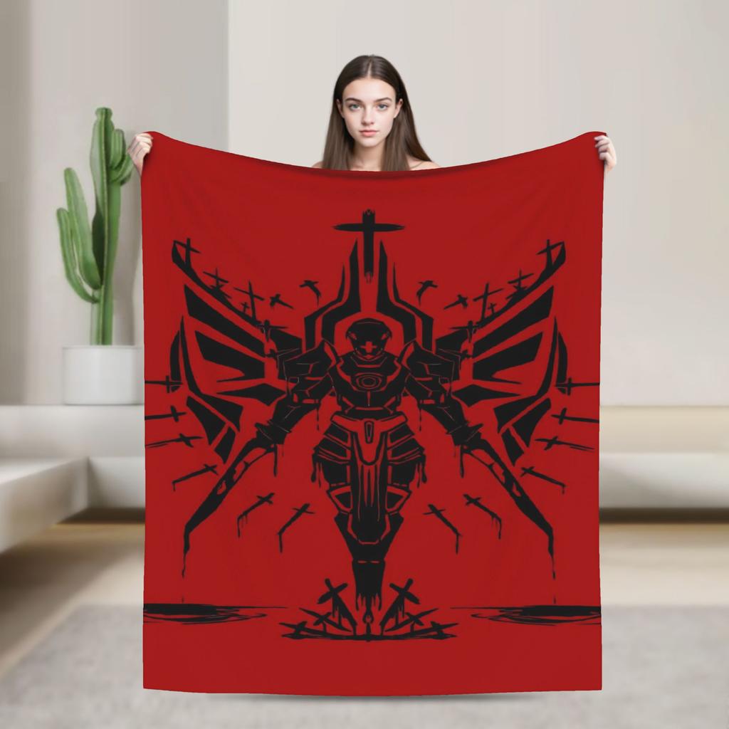 Coperta morbida e calda in peluche con simbolo rosso Art Ultrakill Gioco Sparatutto, Plaid per Divano e Sedia, Copriletto in Flanella