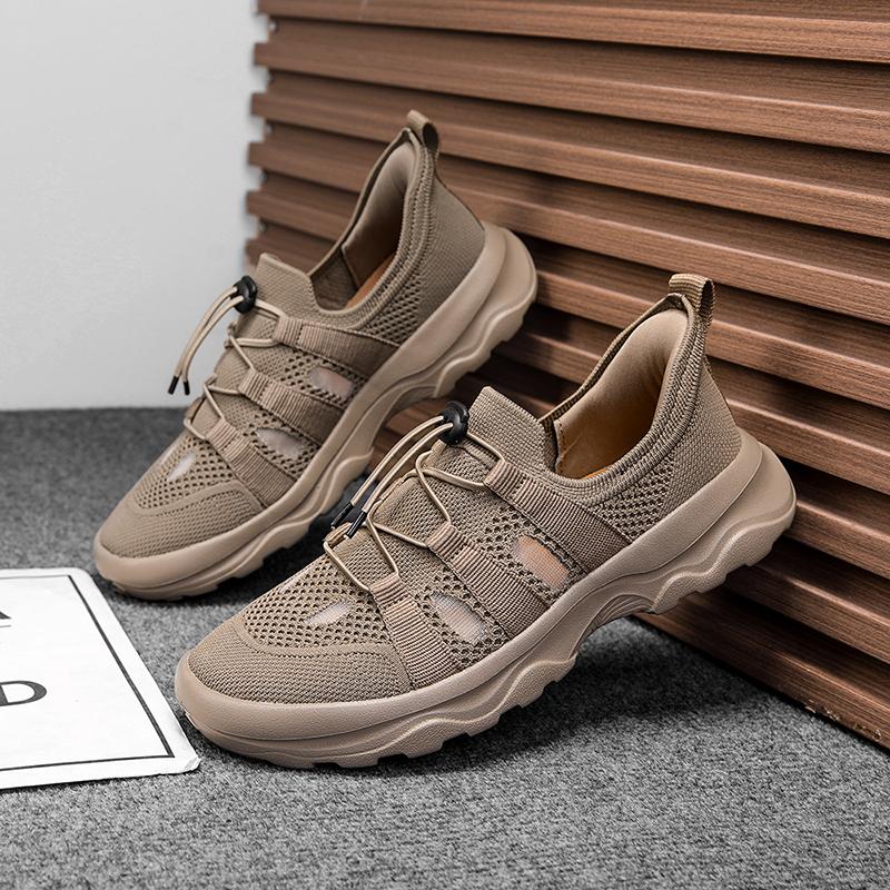 Autumn Hollow Breathable Mesh Mens Casual Shoes Lightweight Morning Running Rebound Sports Shoes Soft Versatile Walking Shoes