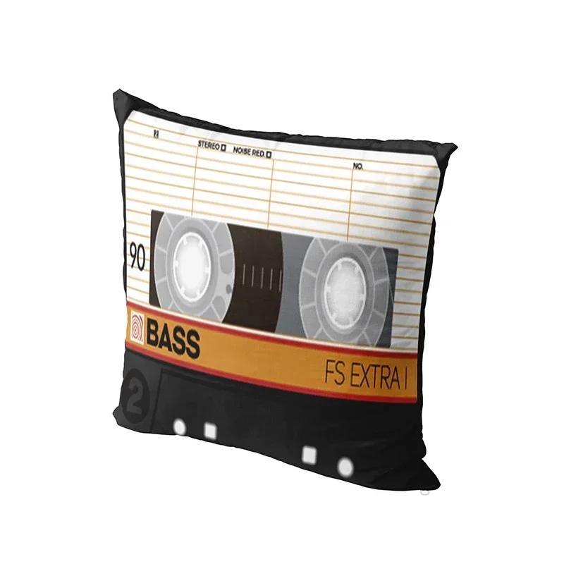 Funda de almohada con cinta musical de Cassette Vintage, funda de cojín de sofá con diseño divertido, funda de almohada con
