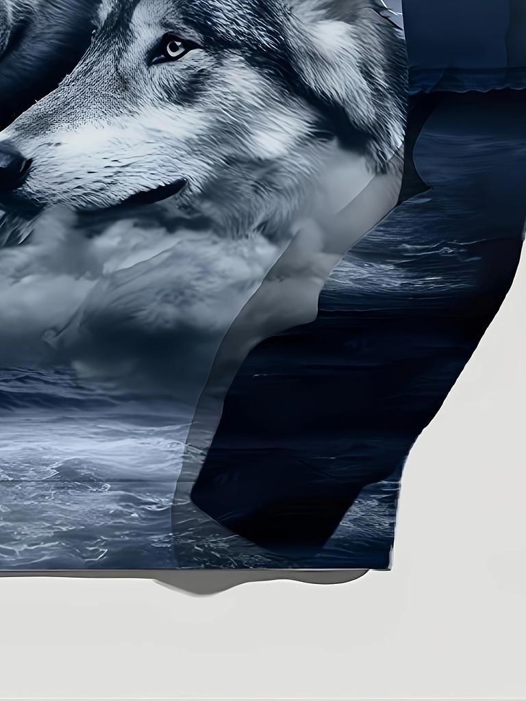 Men's Fashion Hooded Sweatshirt with Siberian Gray Wolf Print, Pullover Hoodie for Spring, Autumn, and Winter, Casual Outdoor Sportswear Top,