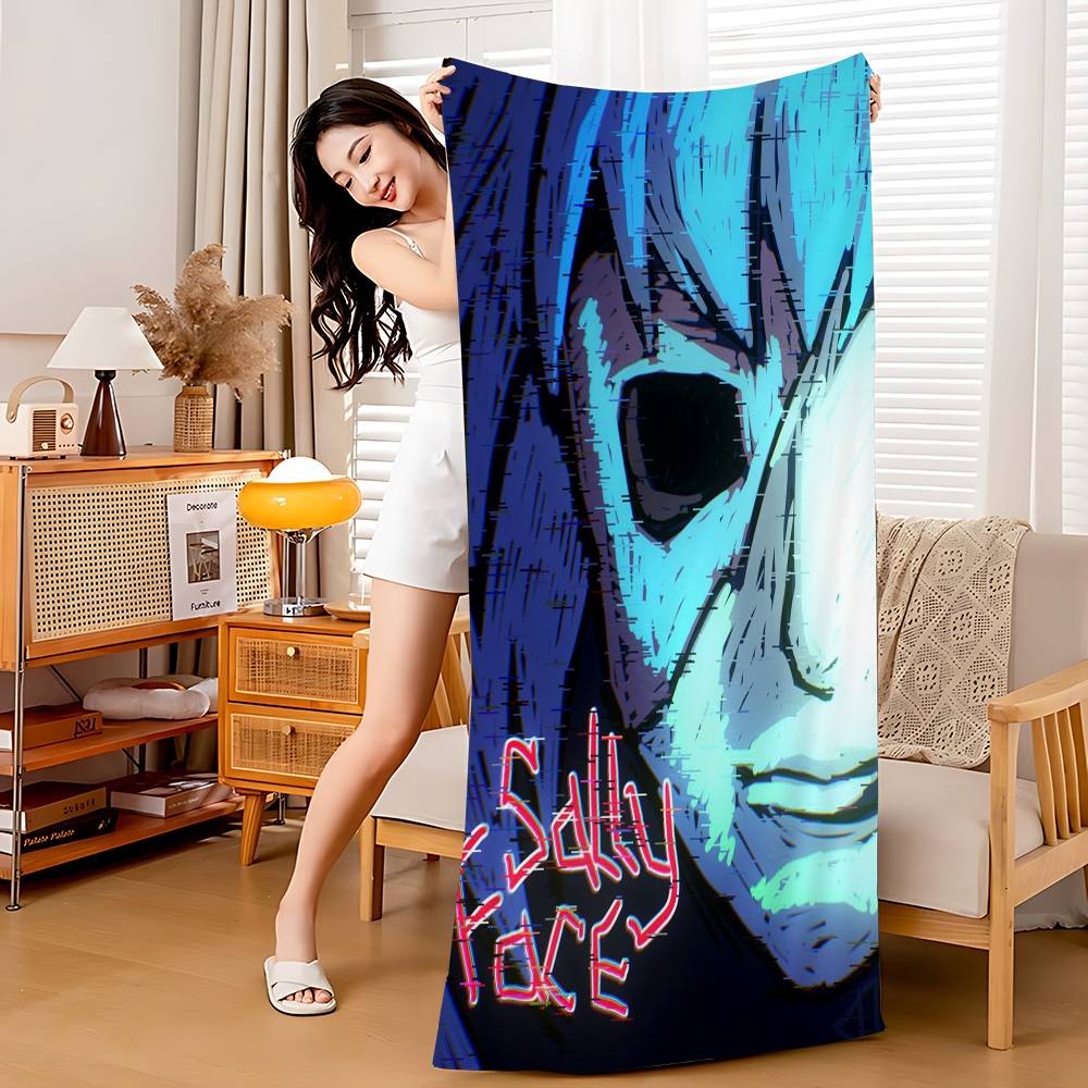 Sally Face Game Bath Towel Microfiber Soft Water Absorbing Breathable For Girl Kids Decorative Cartoon Beach Towel