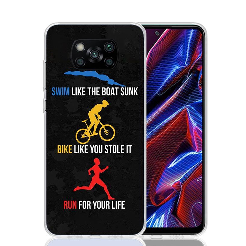 

Triathlon Swim Bike Run Phone Case For Xiaomi Poco F7 Ultra X7 X6 Pro X5 Redmi 15 15C 13 13C 12 12C 10 10A 10C 9 9A 9C 9T Shell Redmi 9A