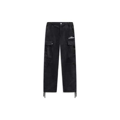 Skateboard Series Letter Print Straight-Leg Fleece Knit Casual Pants Men Bottoms Black AKXT697-2