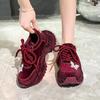 Luxury Rhinestone Butterfly Platform Sneakers Women Winter Sequin Fabric Thick Bottom Sports Shoes Designer Female Sneakers