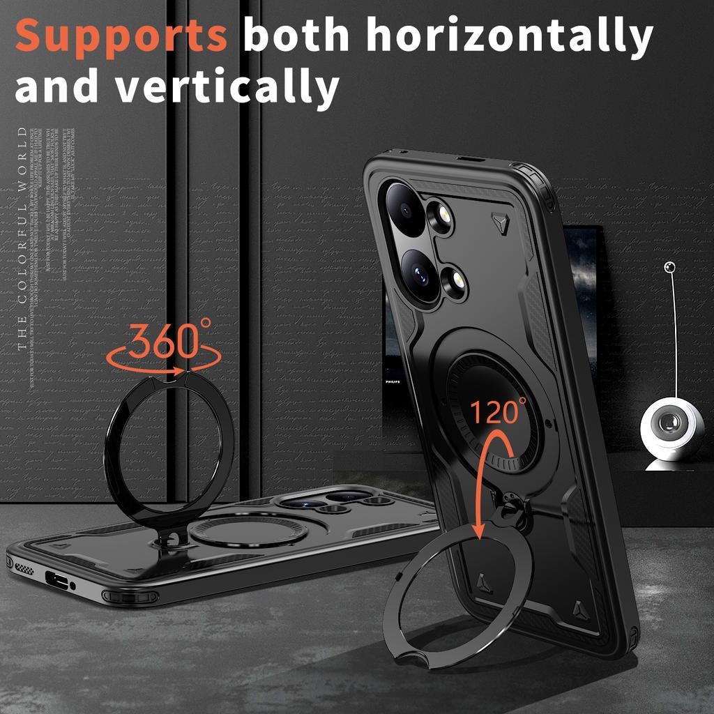 Armor Shockproof Case For Xiaomi Poco X8 Pro Max Redmi Turbo 5Max 360° Rotating Magnetic Stand TPU Plastic Phone Cover Fundas