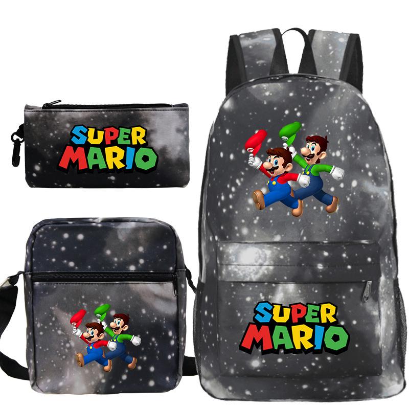 Super Mary Three-Piece Schoolbag, Male And Female Students, Large-Capacity Schoolbag, Shoulder Bag, Pencil Case.